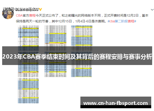 2023年CBA赛季结束时间及其背后的赛程安排与赛事分析